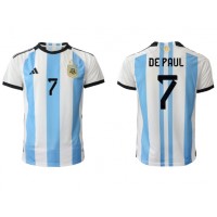 Billiga Argentina Rodrigo de Paul #7 Hemma fotbollskläder VM 2022 Kortärmad